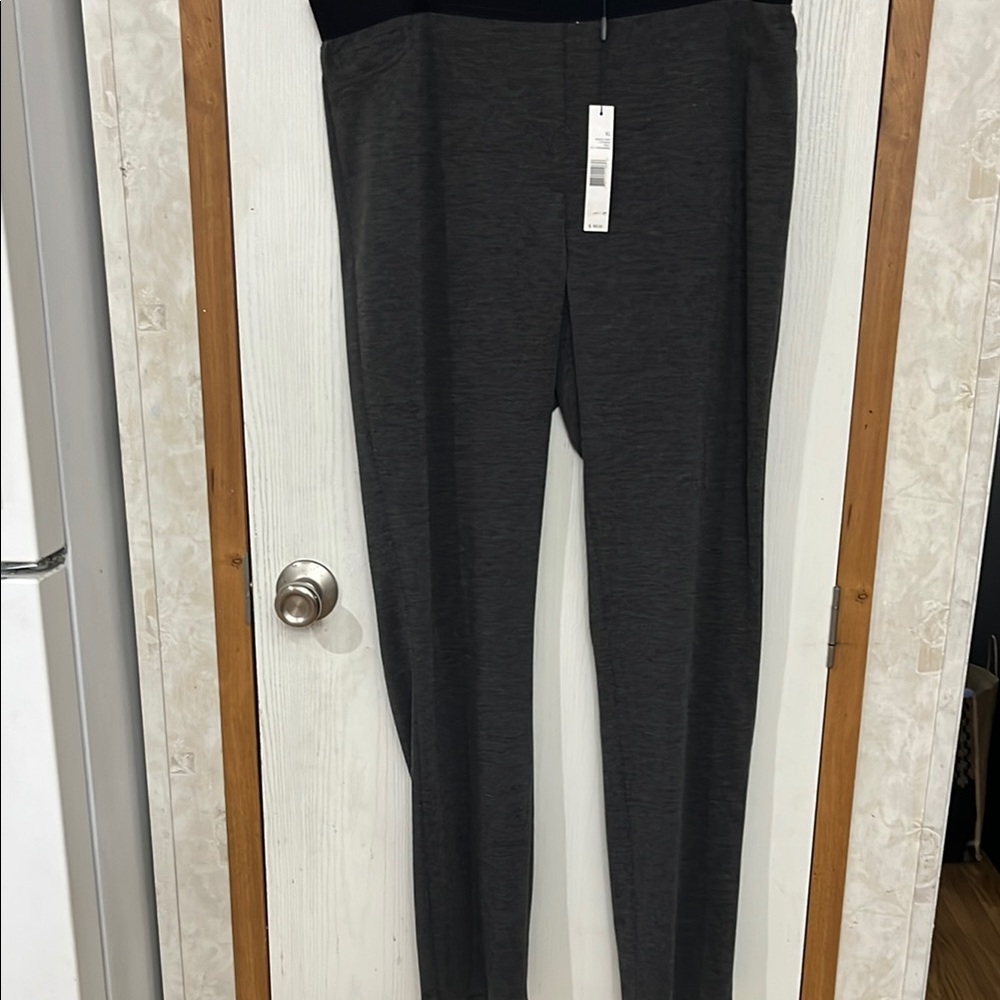 T Tahari Black and Gray Leggings with Elastic Waistband